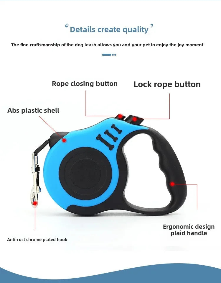 Retractable Nylon Dog Leash – 3M/5M Durable Automatic Lead